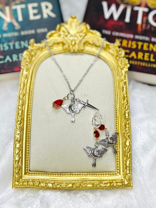 Crimson Moth Earrings
