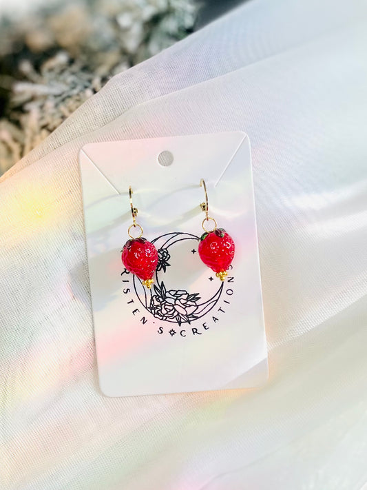 Glass Fruit Earrings (Strawberry)